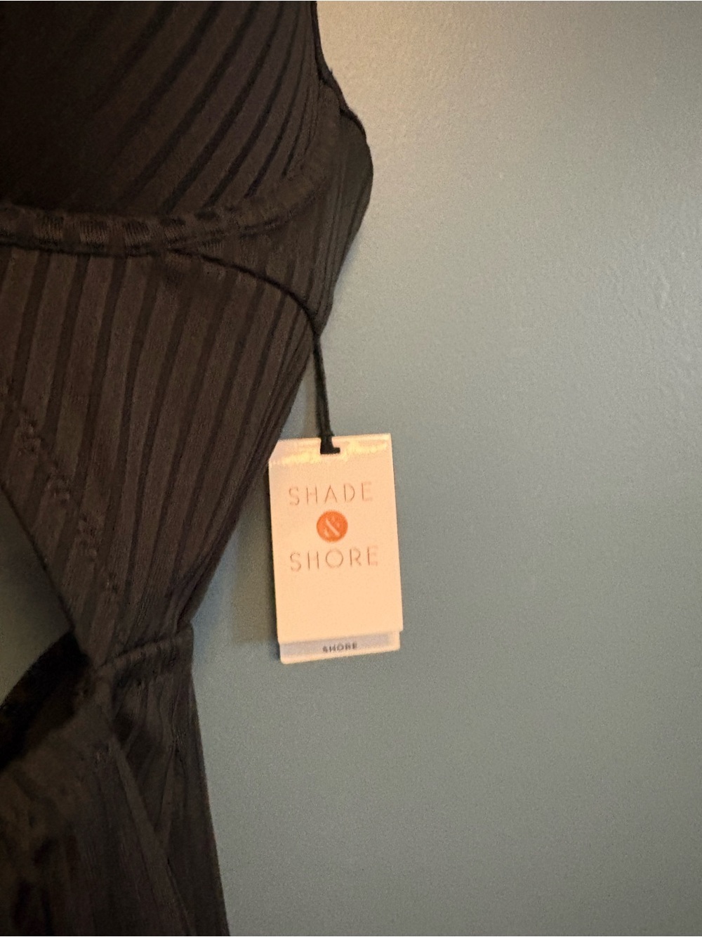 Shade & Shore Black Ribbed One-Piece Swimsuit 34D - Picture 6 of 6